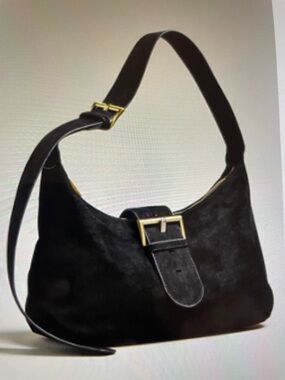 ❤️ ANTHROPOLOGIE FAUX SUEDE BIG BUCKLE SLOUCHY SHOULDER BAG NEW